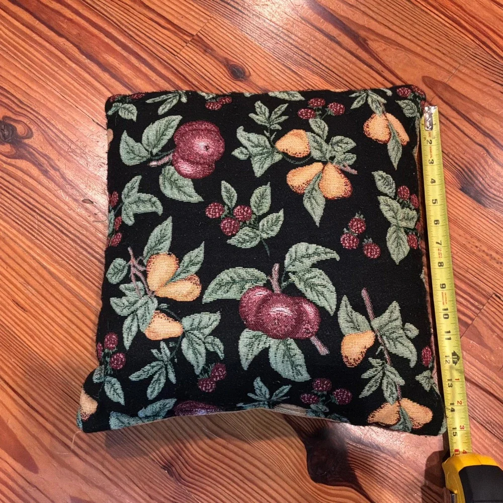 VTG Woven Tapestry Fruit Pear Rose Floral Decorative Pillow 14